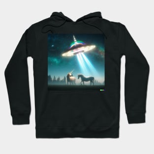 UFO abducting unicorn Hoodie